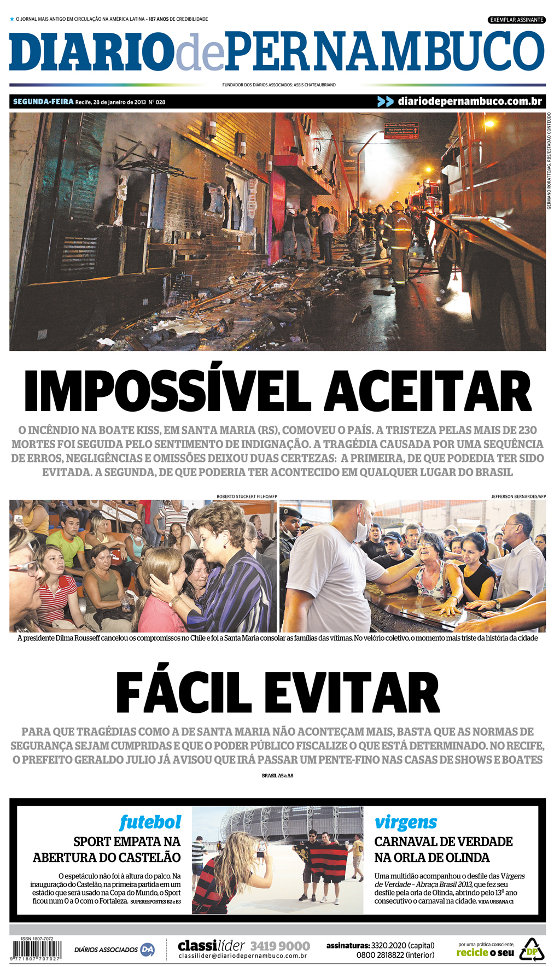 Balanço das capas do Diario de Pernambuco – Janeiro de 2013