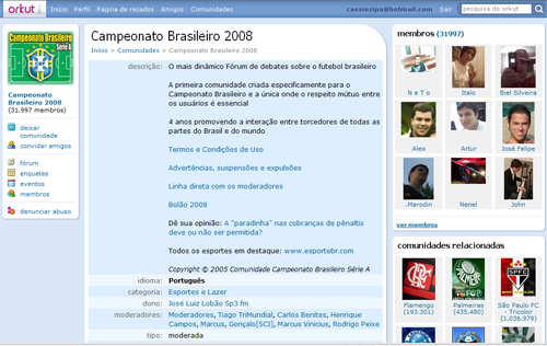 Comunidade do Campeonato Brasileiro no Orkut