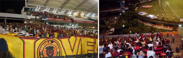 Libertadores-2009: Torcida rubro-negra nos estádios David Arellano, em Santiago, e Palestra Itália, em São Paulo
