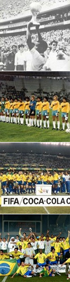 Títulos mundiais do Brasil. De cima para baixo: 1983, 1985, 1993 e 2003