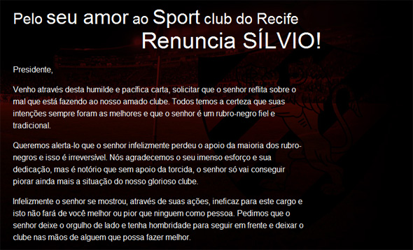 Sport, campanha "Fora Sílvio"