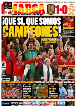 Jornal espanhol Marca do dia 12-07-2010, sobre o título mundial da Fúria