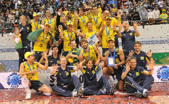 Vôlei: Brasil campeão da Liga Mundial de 2010 ao vencer a Rússia por 3 sets a 1. Foto: FIVB/divulgação