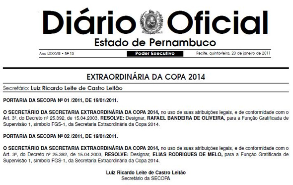 Diário Oficial de Pernambuco, 20 de janeiro de 2011