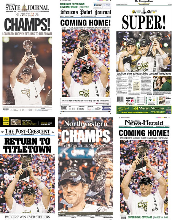Cobertura dos jornais dos Estados Unidos sobre o resultado do Superbowl em 2011