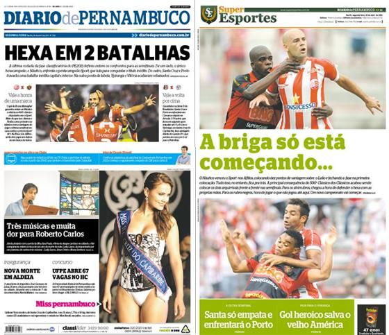 Capas do Diario de Pernambuco e do Superesportes: 18-04-11