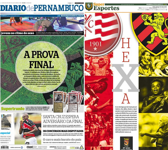 Capas do Diario de Pernambuco e do Superesportes: 01-05-11