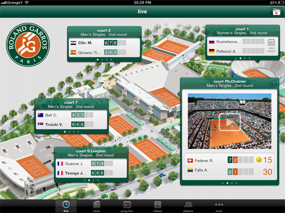 Aplicativo do Roland Garros 2011 para o iPad