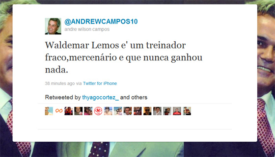 André Campos comenta contratação de Waldemar Lemos no Twitter