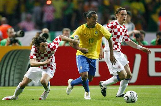 Copa do Mundo 2006: Brasil 1 x 0 Croácia, com Ronaldinho Gaúcho em ação. Foto: Fifa/divulgação