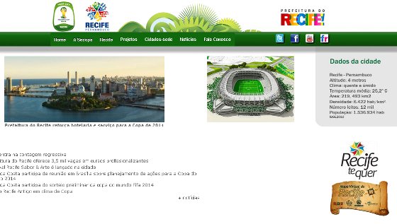 Site do Recife para a Copa do Mundo de 2014