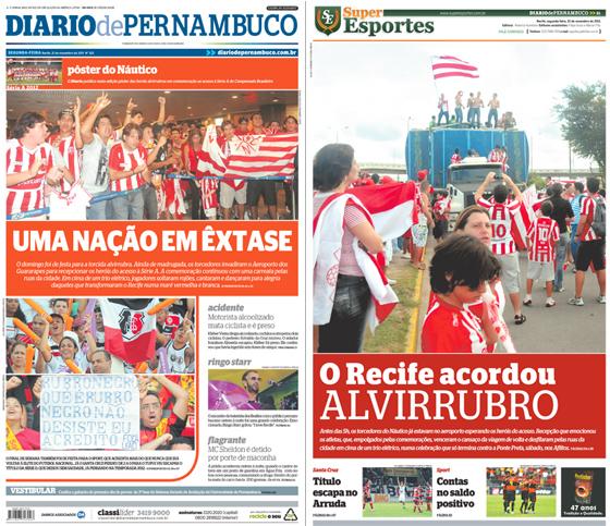 Capas do Diario de Pernambuco e do Superesportes: 21-11-11