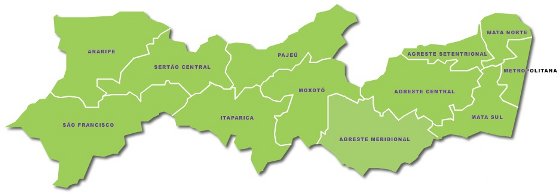 12 regiões de desenvolvimento de Pernambuco