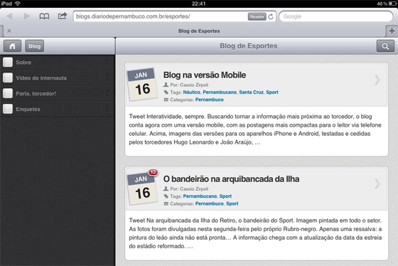 Blog no iPad