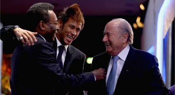 Pelé, Neymar e Joseph Blatter. Foto: Fifa/divulgação