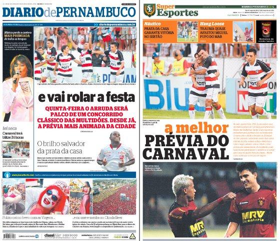 Capas do Diario de Pernambuco e Superesportes: 13-02-12