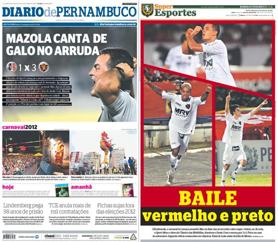 Capas do Diario de Pernambuco e do Superesportes: 17-02-12