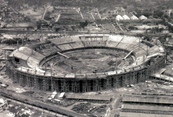Construção do Maracanã para a Copa do Mundo de 1950. Foto: Arquivo Geral da Cidade do Rio de Janeiro 
