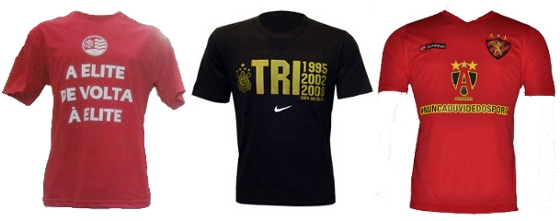 Camisas especiais de Náutico (acesso 2011), Corinthians (Copa do Brasil 2008) e Sport (acesso 2011)