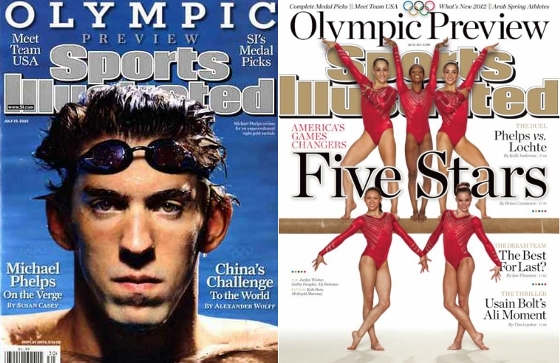 Edições da revista Sports Illustrated nas previsões olímpicas de 2008 e 2012