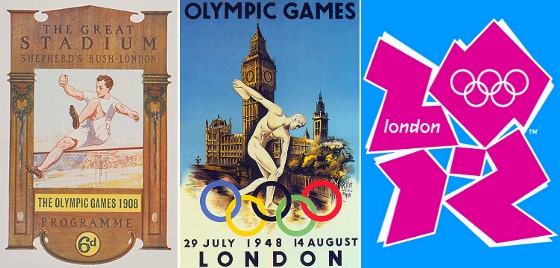 Logo dos Jogos Olímpicos de Londres em 1908, 1948 e 2012