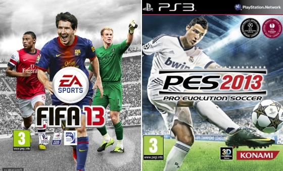 Capas dos games Fifa 2013 e Pro Evolution Soccer 2013