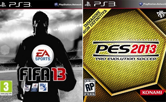 As capas da pré-venda dos games Fifa Football e Pro Evolution Soccer 2013