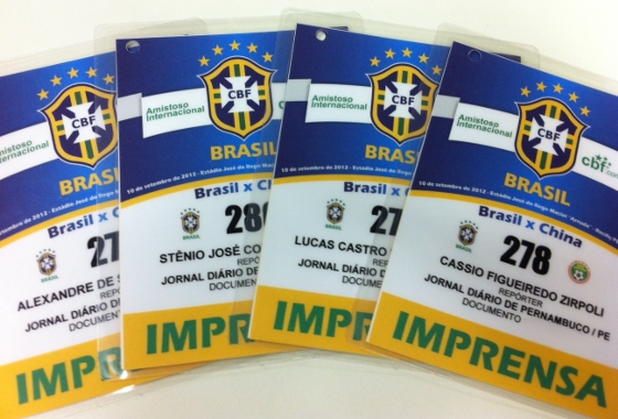 Credenciais para Brasil x China, em 2012. Foto: Cassio Zirpoli/Diario de Pernambuco