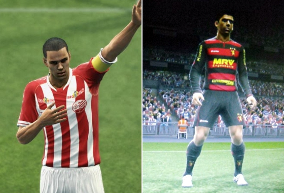 Náutico e Sport no game Pro Evolution Soccer 2013. Crédito: Luiz Xavier (Timbu) e Marcos Aurélio Parísio (Leão)