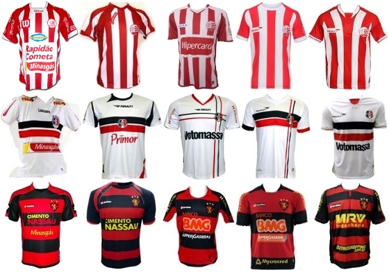 Camisas oficiais de Náutico, Santa Cruz e Sport de 2008 a 2012