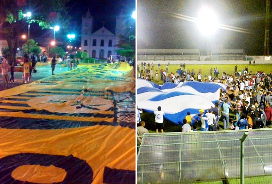 Torcidas de Pesqueira e Chã Grande festejam o acesso à 1ª divisão pernambucana de 2013. Fotos: @PesqueiraFC e chagrandefc.blogspot.com.br