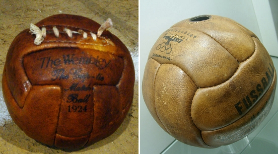 Bolas de futebol em 1924 e 1935