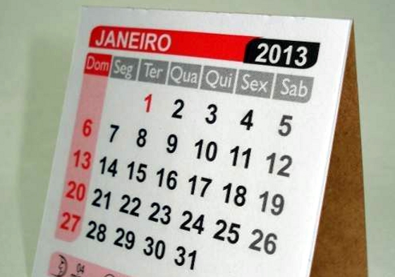 Calendário de janeiro de 2013