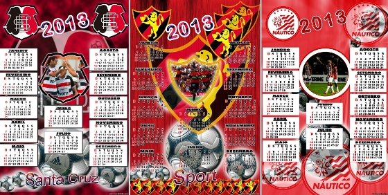 Calendário de 2013 para Santa, Sport e Náutico