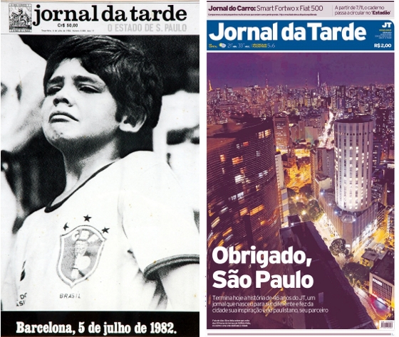 Jornal da Tarde: capas de 1982 e 2012