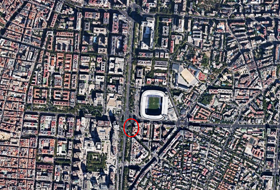 Santiago Bernabéu. Crédito: Google Maps