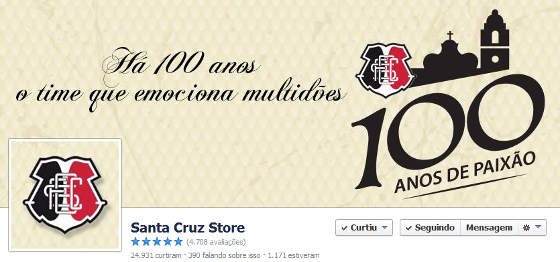 Facebook da loja Santa Cruz Store em 11/03/2014