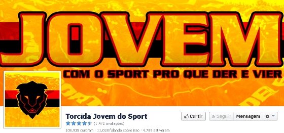 Facebook da Torcida Jovem do Sport em 18/03/2014