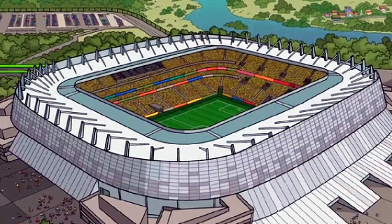 A Arena Pernambuco no episódio do desenho animado Os Simpsons, em 2014. Crédito: reprodução