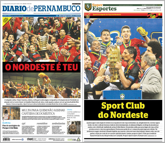 Capas do Diario de Pernambuco e do caderno Superesportes do dia 10/04/2014