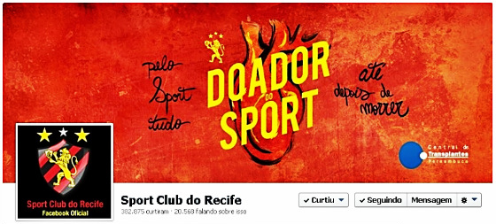 Capa do facebook do Sport em março de 2014