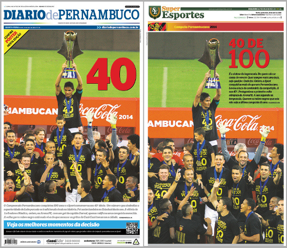 Capas do Diario de Pernambuco e do caderno Superesportes do dia 24/04/2014