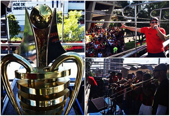 Comemoração do Sport sobre os títulos da Copa do Nordeste e do Campeonato Pernambucano de 2014. Crédito: Sport/Instagram