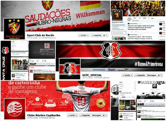 Facebook e Twitter de Sport, Santa Cruz e Náutico em maio de 2014