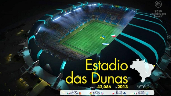 Arena das Dunas no game Fifa World Cup 2014. Crédito: EA Sports