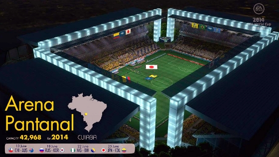 Arena Pantanal no game Fifa World Cup 2014. Crédito: EA Sports
