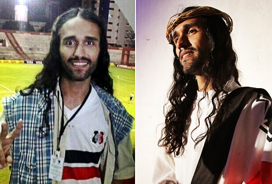 Jesus Tricolor nos Aflitos (fotógrafo) e Arruda (torcedor). Crédito: reprodução/twitter e Roberto Ramos/DP/D.A Press