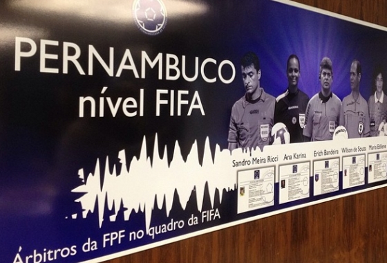 Painel de árbitros da FPF que já integraram o quadro da Fifa. Crédito: FPF/divulgação