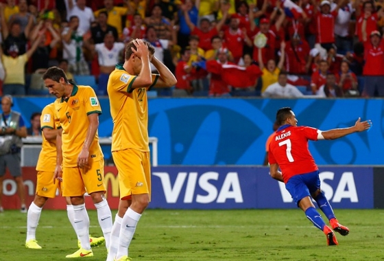 Copa do Mundo de 2014, fase de grupos: Chile 3x1 Austrália. Foto: Matthew Lewis/Getty Images/Fifa)