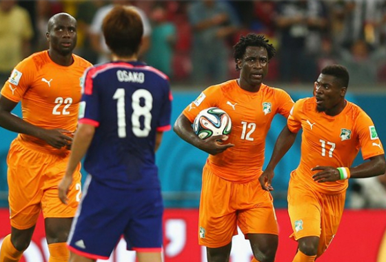 Copa do Mundo de 2014, fase de grupos: Costa do Marfim 2x1 Japão. Foto: Fifa